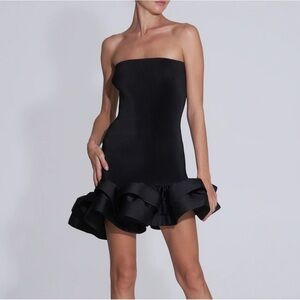 L’Idee Volant Stretch Mini Dress in Black